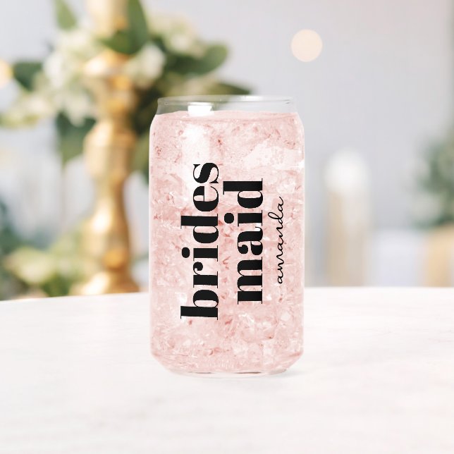 Personalised Bridesmaid Monogram Name Can Glass (Insitu (Wedding))