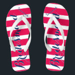 Personalised Bridesmaid Navy and Pink Thongs<br><div class="desc">Personalised Bridesmaid Navy Blue White and Pink Stripes Pattern - Change to Any Colour by clicking customise. And say anything you want.  Make these one of a kind flip flops that have YOUR message on them.  Be the talk of the beach!</div>