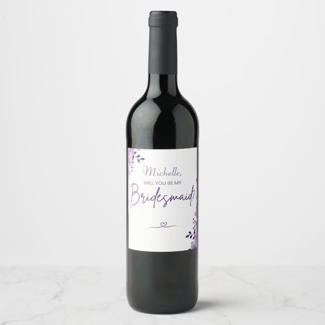 Personalised Bridesmaid Proposal Wine Gift Wine Label (Front)