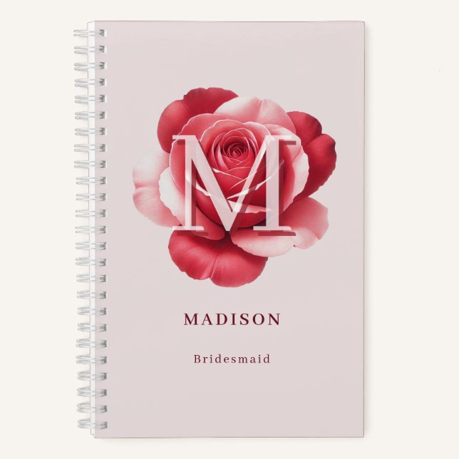 Personalised Bridesmaid Rose Elegant Notebook (Front)
