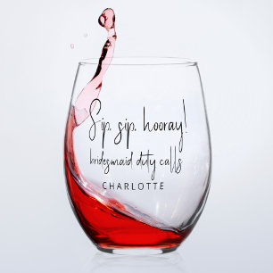 Personalised Bridesmaid  Stemless Wine Glass