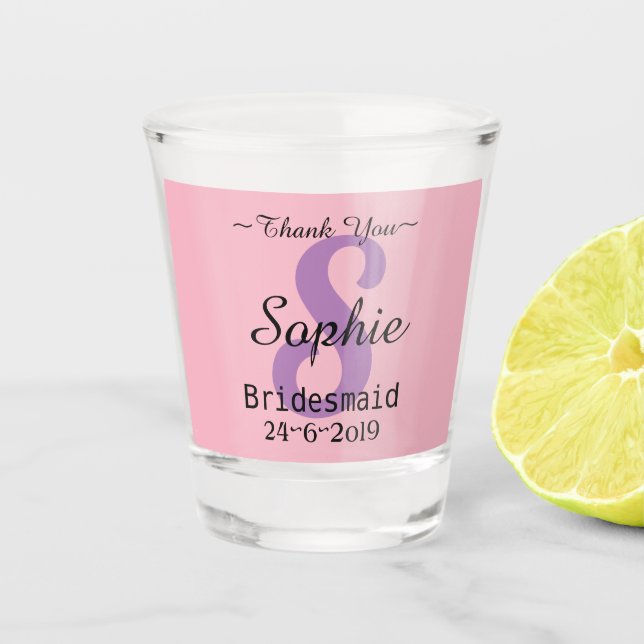Personalised Bridesmaid Thank You Gift Shot Glass (Front)