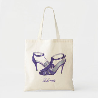 Personalised Bridesmaid Tote Bags, purple heels
