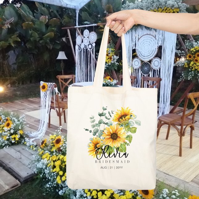 Personalised Bridesmaid Tote | Sunflowers Rustic (Creator Uploaded)