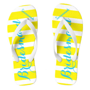 Personalised Bridesmaid Turquoise Yellow Any Colou Thongs