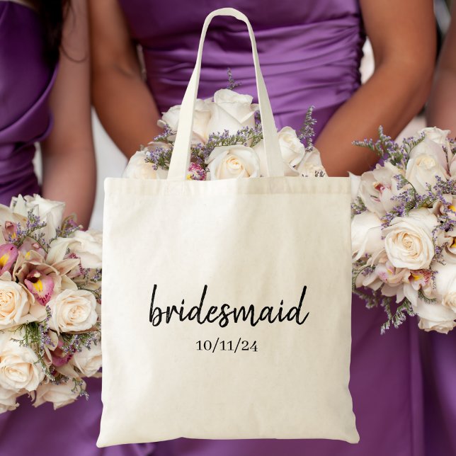 Personalised Bridesmaid / Wedding Date and Name Tote Bag (Creator Uploaded)