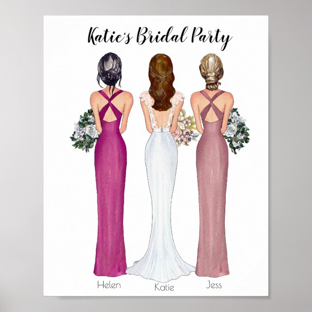 Personalised Bridesmaid Wedding Gift Print (Front)