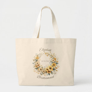 Personalised Bridesmaid Yellow Wreath Tote Bag
