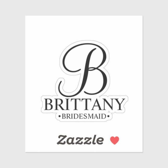 Personalised Bridesmaid's Monogram and Name (Sheet)