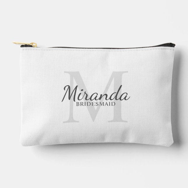 Personalised Bridesmaid's Monogram and Name Accessory Pouch (Front)