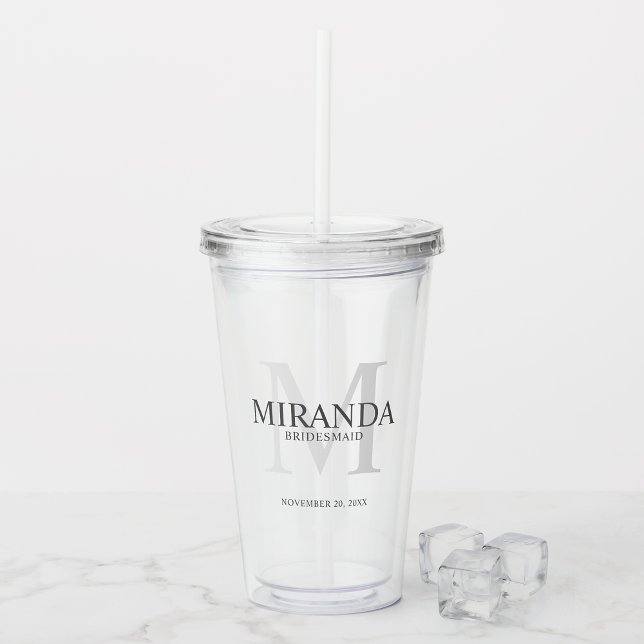 Personalised Bridesmaid's Monogram and Name Acryli Acrylic Tumbler (Creator Uploaded)
