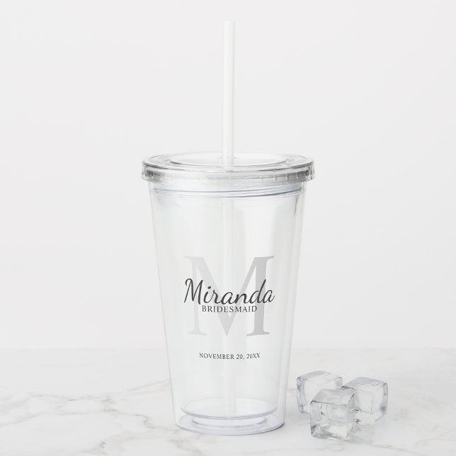 Personalised Bridesmaid's Monogram and Name Acrylic Tumbler (Creator Uploaded)