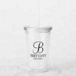 Personalised Bridesmaid's Monogram and Name Acrylic Tumbler<br><div class="desc">Personalised Bridesmaids Gifts
featuring personalised bridesmaid's monogram in classic script font with name and title in classic serif font style.

Also perfect for Maid of Honour,  Flower Girl,  Mother of the Bride and more.</div>