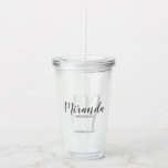 Personalised Bridesmaid's Monogram and Name Acrylic Tumbler<br><div class="desc">Personalised Bridesmaids Gifts
features personalised bridesmaid's name in grey modern script font style and monogram in light grey modern script font style as background with title and wedding date in grey modern sans serif font style.

Also perfect for Maid of Honour,  Flower Girl,  Mother of the Bride and more.</div>