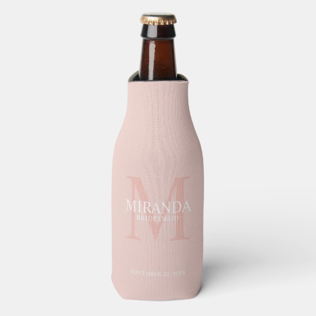 Personalised Bridesmaid's Monogram and Name Bottle Cooler (Bottle Front)