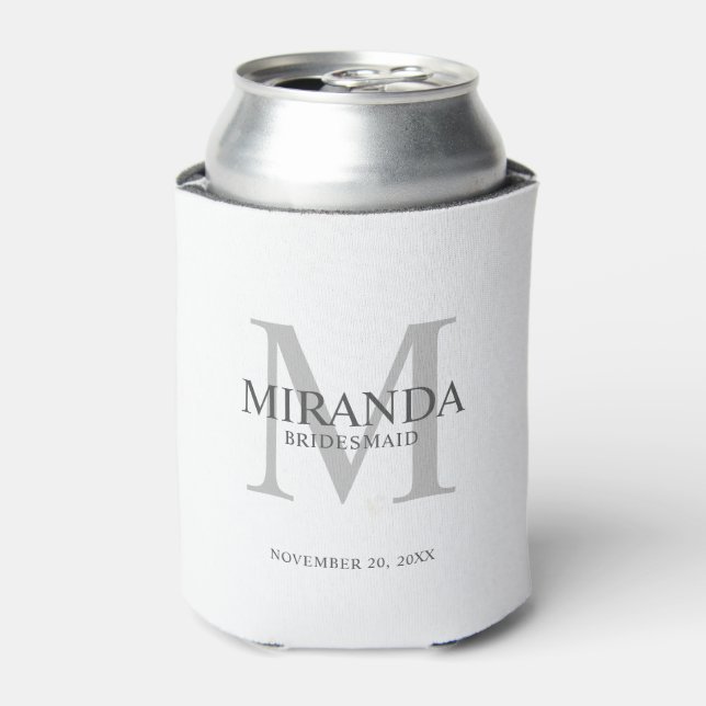 Personalised Bridesmaid's Monogram and Name Can Cooler (Can Front)