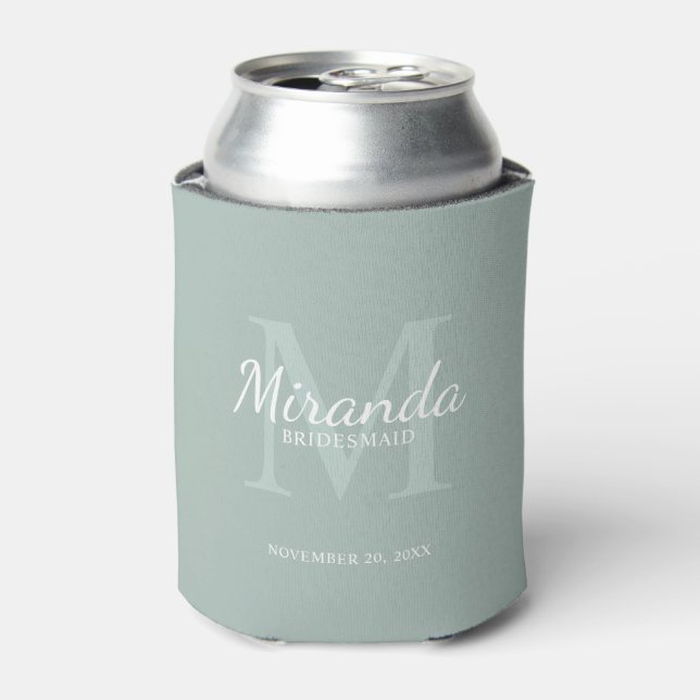 Personalised Bridesmaid's Monogram and Name Can Cooler (Can Front)