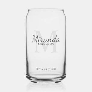 Personalised Bridesmaid's Monogram and Name Can Glass