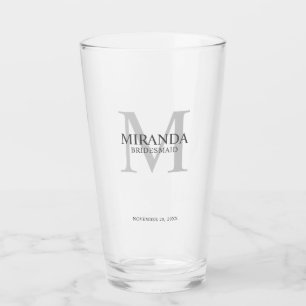 Personalised Bridesmaid's Monogram and Name Glass