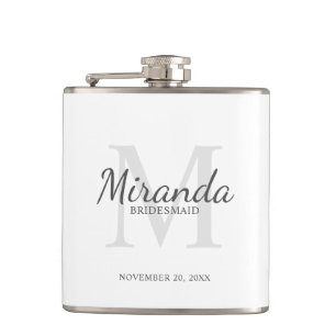 Personalised Bridesmaid's Monogram and Name Hip Flask