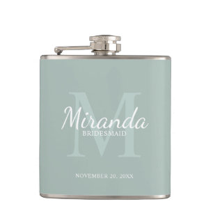 Personalised Bridesmaid's Monogram and Name Hip Flask