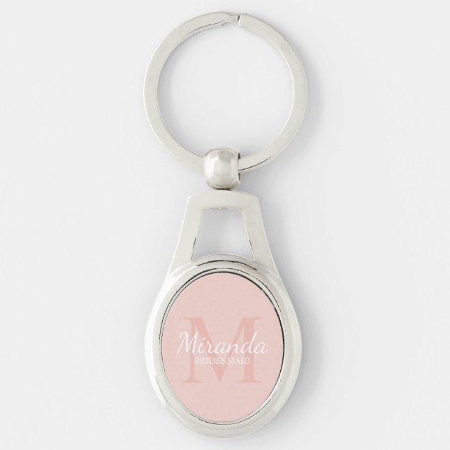 Personalised Bridesmaid's Monogram and Name Key Ring (Front)