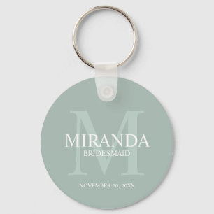 Personalised Bridesmaid's Monogram and Name Key Ring