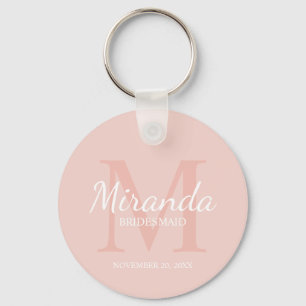 Personalised Bridesmaid's Monogram and Name Key Ring