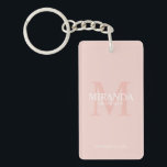 Personalised Bridesmaid's Monogram and Name Key Ring<br><div class="desc">Add a personal touch to your wedding with personalised bridesmaid's monogram and name gift. This design features personalised bridesmaid's name with title and wedding date in white and monogram in blush pink as background, in classic serif font style, on blush pink background. Also perfect for maid of honour, mother of...</div>