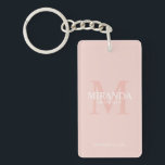 Personalised Bridesmaid's Monogram and Name Key Ring<br><div class="desc">Add a personal touch to your wedding with personalised bridesmaid's monogram and name gift. This design features personalised bridesmaid's name with title and wedding date in white and monogram in blush pink as background, in classic serif font style, on blush pink background. Also perfect for maid of honour, mother of...</div>