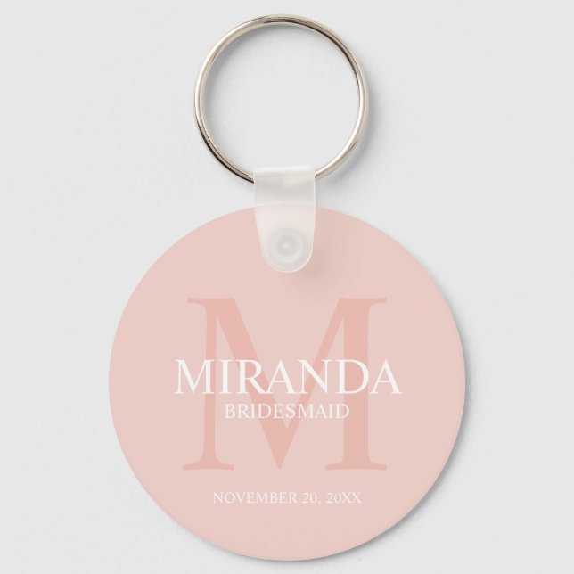 Personalised Bridesmaid's Monogram and Name Key Ring (Front)
