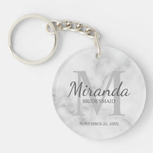 Personalised Bridesmaid's Monogram and Name Key Ring