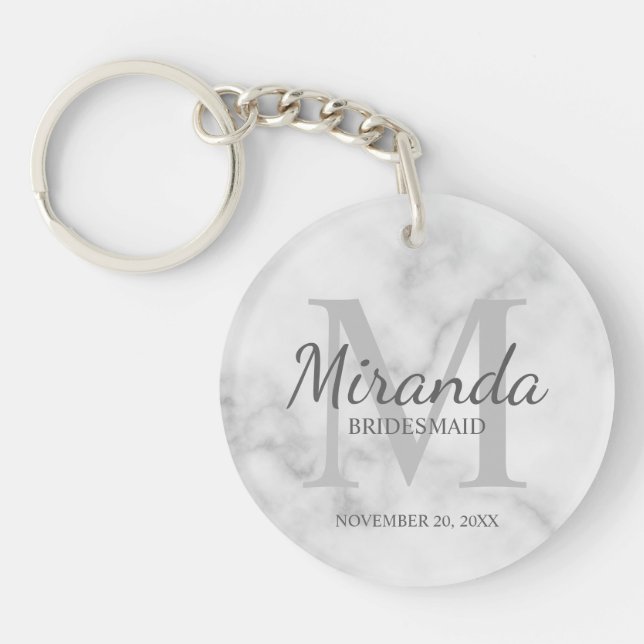 Personalised Bridesmaid's Monogram and Name Key Ring (Front)