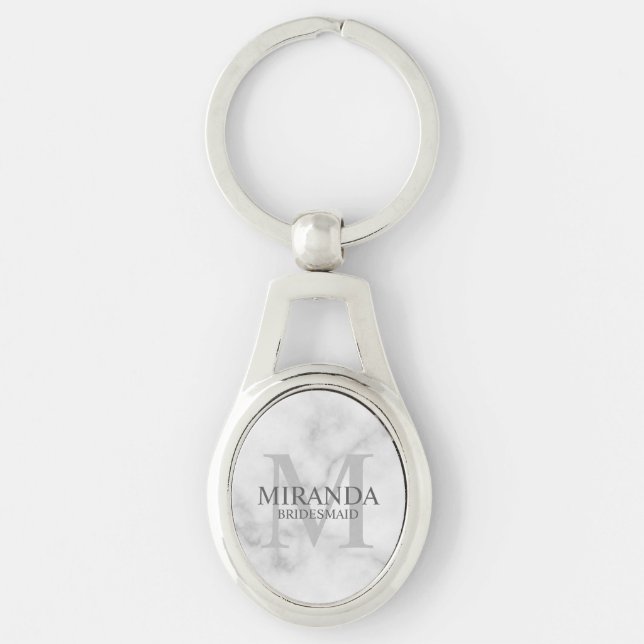 Personalised Bridesmaid's Monogram and Name Key Ring (Front)