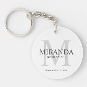 Personalised Bridesmaid's Monogram and Name Key Ring