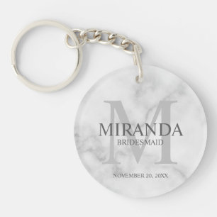 Personalised Bridesmaid's Monogram and Name Key Ring