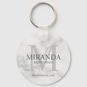 Personalised Bridesmaid's Monogram and Name Key Ring