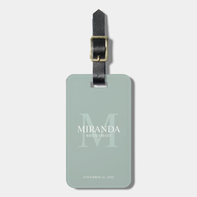 Personalised Bridesmaid's Monogram and Name Luggage Tag (Front Vertical)