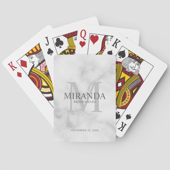 Personalised Bridesmaid's Monogram and Name Playing Cards (Back)