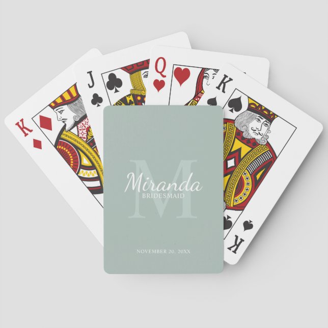 Personalised Bridesmaid's Monogram and Name Playing Cards (Back)