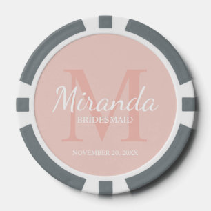 Personalised Bridesmaid's Monogram and Name Poker Chips
