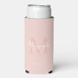 Personalised Bridesmaid's Monogram and Name Seltzer Can Cooler