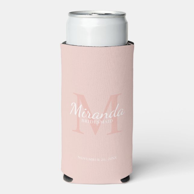 Personalised Bridesmaid's Monogram and Name Seltzer Can Cooler (Seltzer Front)