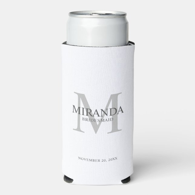 Personalised Bridesmaid's Monogram and Name Seltzer Can Cooler (Seltzer Front)