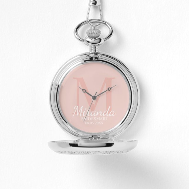 Personalised Bridesmaid's Monogram and Name Watch (Front)