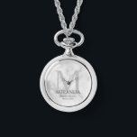 Personalised Bridesmaid's Monogram and Name Watch<br><div class="desc">Add a personal touch to your wedding with personalised bridesmaid's monogram and name gift. This design features personalised bridesmaid's name with title and wedding date in grey and monogram in light grey as background, in classic serif font style, on white marble background. Also perfect for maid of honour, mother of...</div>