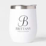 Personalised Bridesmaid's Name and Monogram<br><div class="desc">Elegant Personalised Bridesmaid Gifts
featuring personalised monogram in black elegant script font style with bridesmaid's name and title in classic serif font style on white background.
Also perfect for groomsmen, best man, father of the bride, maid of honour, flower girl, mother of the bride and more.</div>