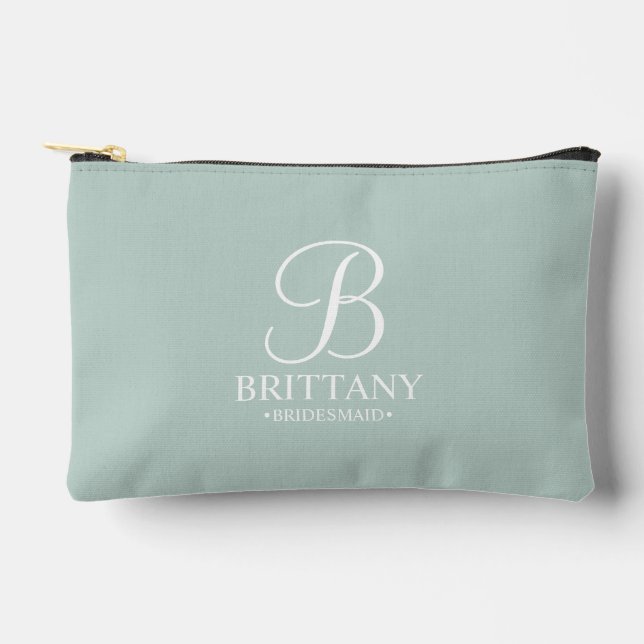 Personalised Bridesmaid's Name and Monogram Accessory Pouch (Front)