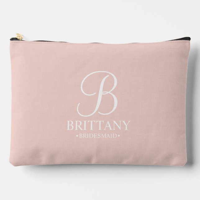 Personalised Bridesmaid's Name and Monogram Accessory Pouch (Front)