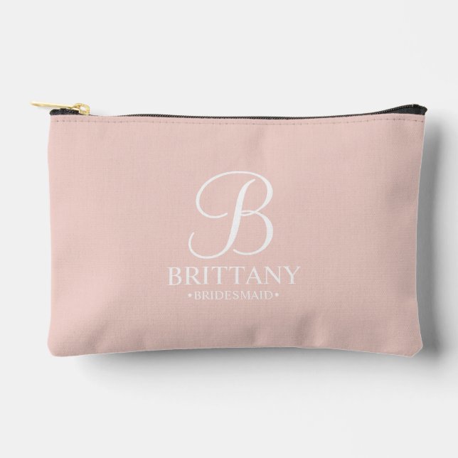 Personalised Bridesmaid's Name and Monogram Accessory Pouch (Front)